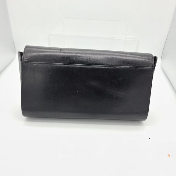 Charles Jourdan Vintage Black Leather Purse Clutch - Picture 2 of 10
